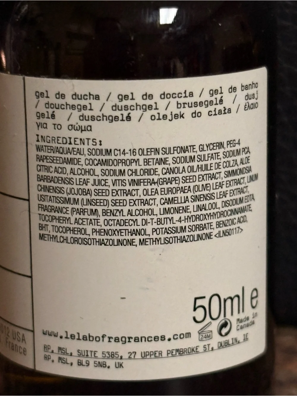 Le Labo Bergamote 22 Shower Gel - Black and White Label